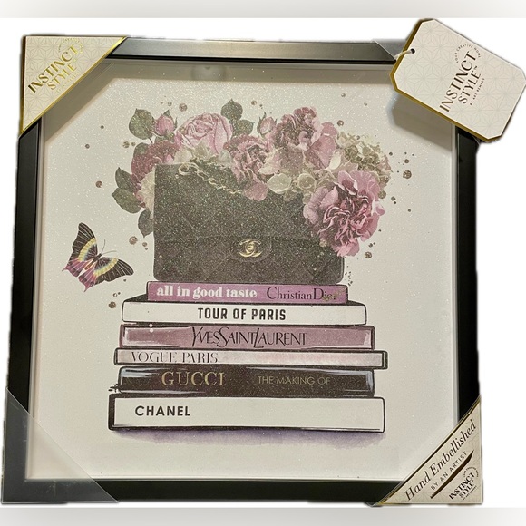 Floral and Book Stack Wall Art - Picture 1 of 1